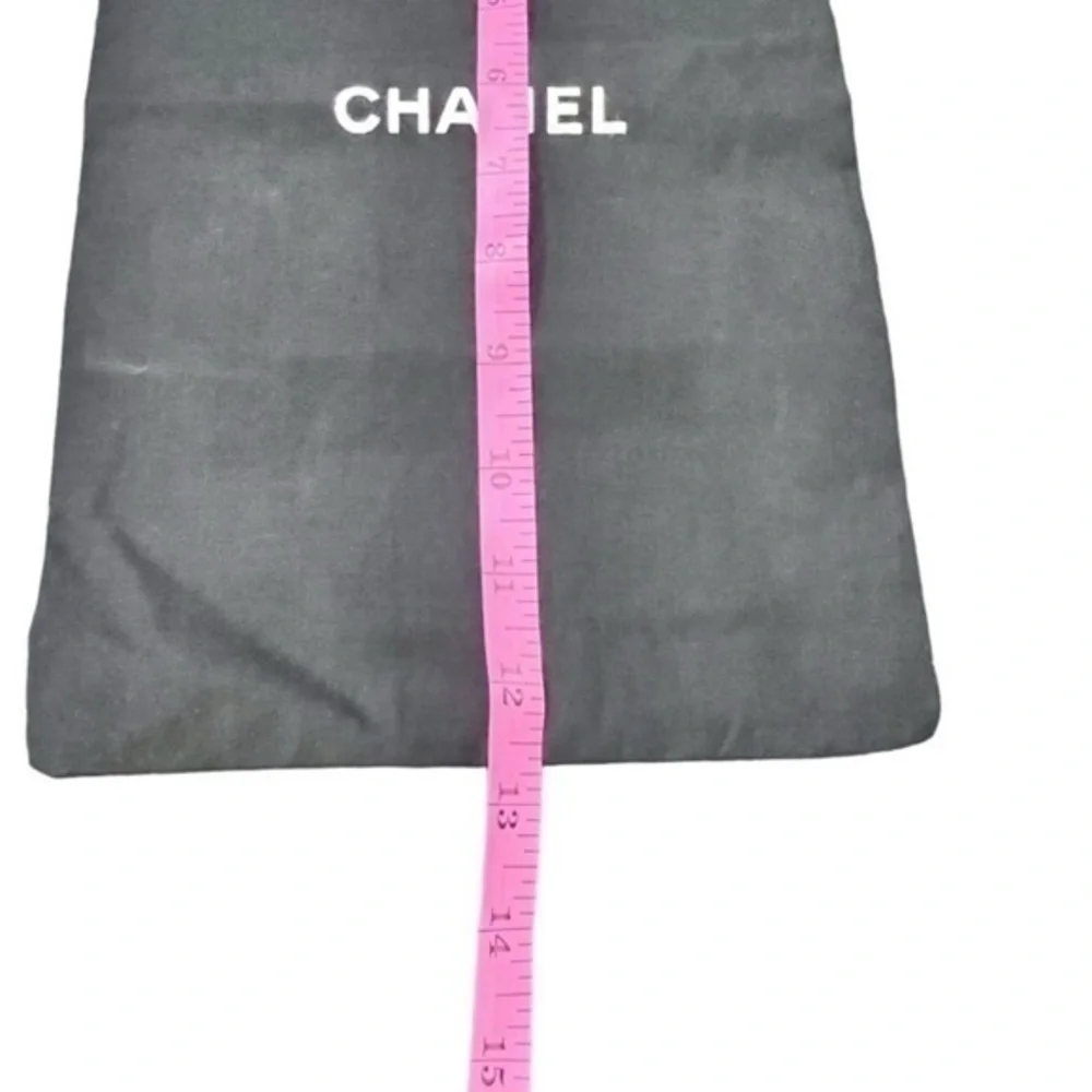 Chanel Black w/White‎ Letters Cotton Drawstring Top Dust Cover Bag 8